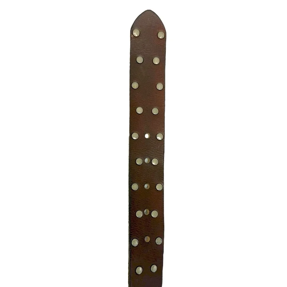 Lucky Brand Men's Size 32 Dark Brown 100% Leather Studded Belt NWT‎